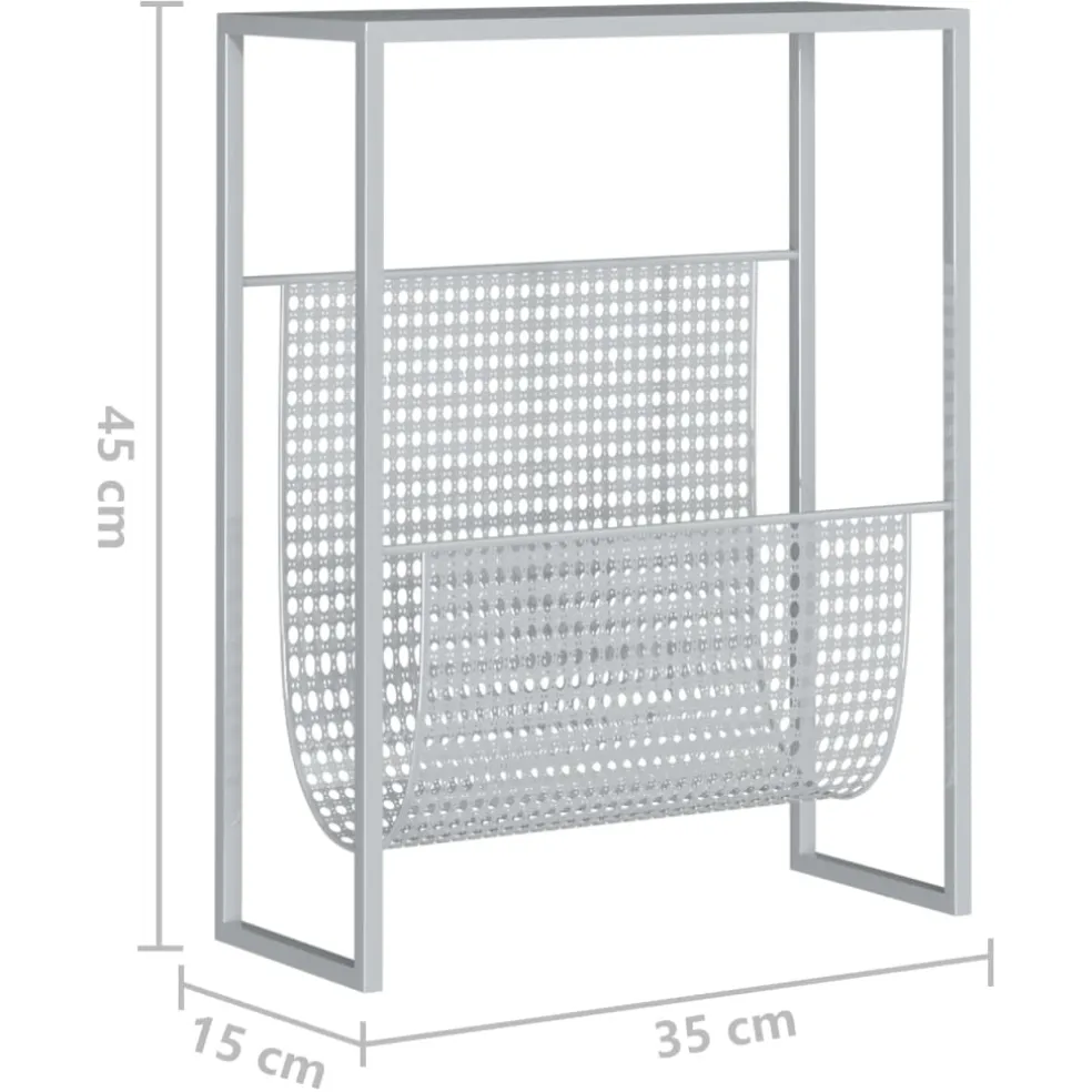 vidaXL Tijdschriftenrek 35x15x45 cm staal zilverkleurig
