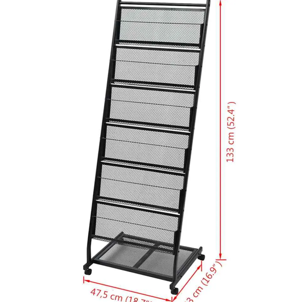 vidaXL Tijdschriftenrek zwart 47,5x43x133 cm A4