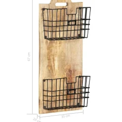 vidaXL Tijdschriftenwandrek 33x10x67 cm massief ruw mangohout
