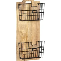 vidaXL Tijdschriftenwandrek 33x10x67 cm massief ruw mangohout