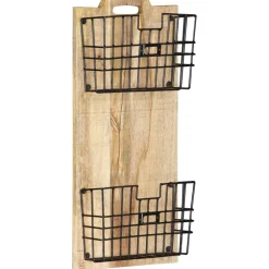 vidaXL Tijdschriftenwandrek 33x10x67 cm massief ruw mangohout