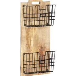 vidaXL Tijdschriftenwandrek 33x10x67 cm massief ruw mangohout