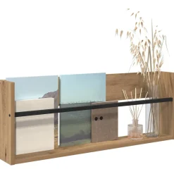 vidaXL Tijdschrift Rek Artisan Eiken 80 x 12 x 30 cm Bewerkt hout
