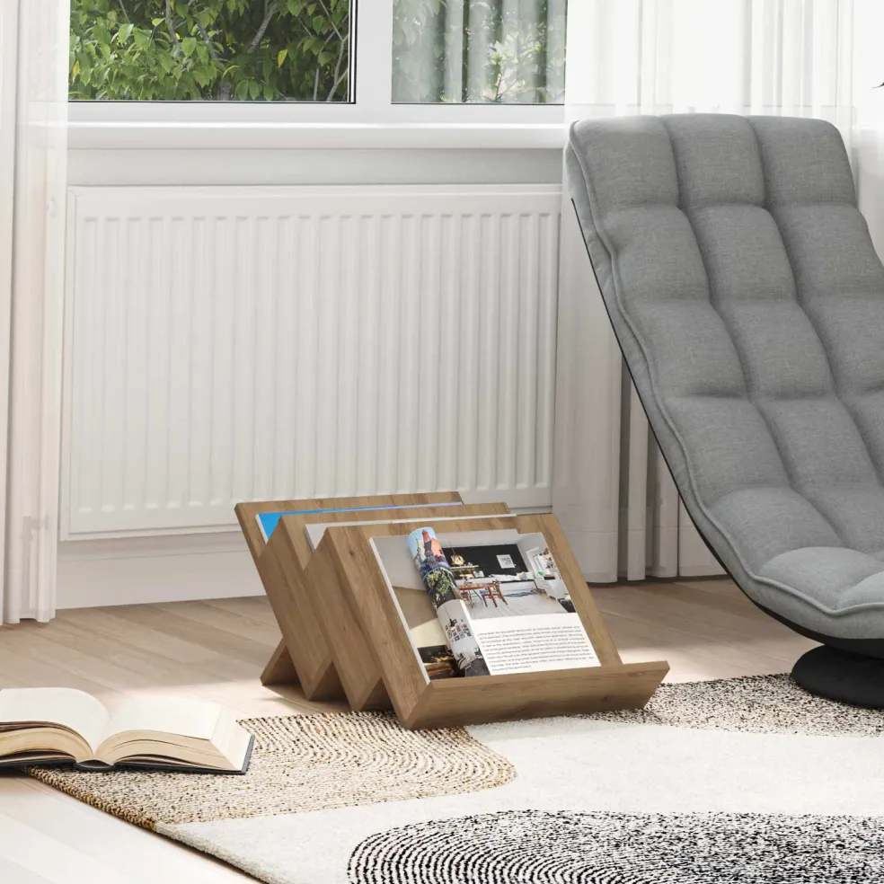 vidaXL Tijdschrift Rek Artisan Eiken 53 x 40 x 28,5 cm Bewerkt hout