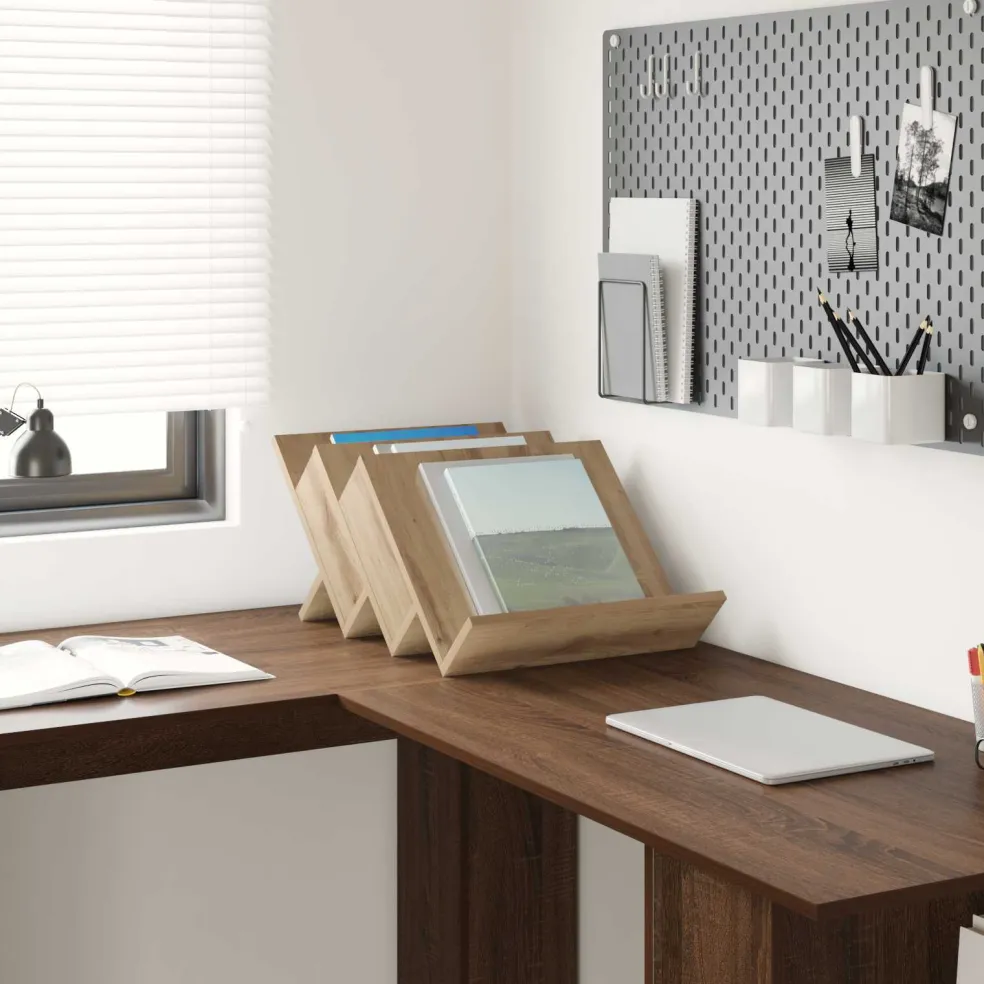 vidaXL Tijdschrift Rek Artisan Eiken 53 x 40 x 28,5 cm Bewerkt hout