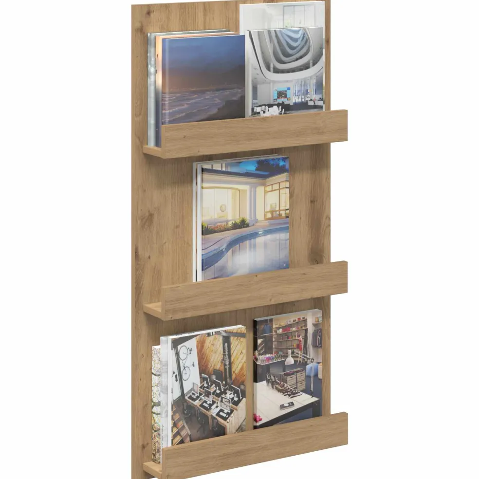 vidaXL Tijdschrift Rek Artisan Eiken 51 x 11 x 102 cm Bewerkt hout
