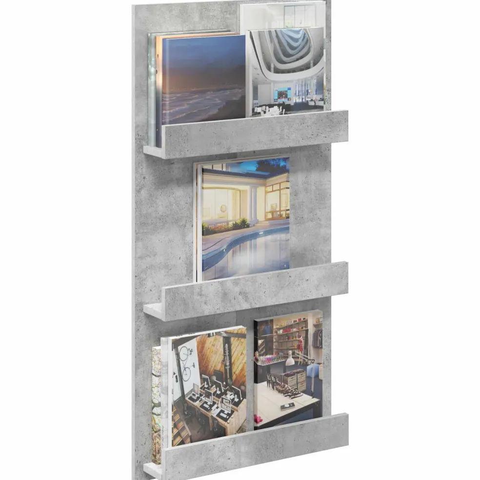 vidaXL Tijdschrift Rek Beton Grijs 102 x 30 x 45 cm