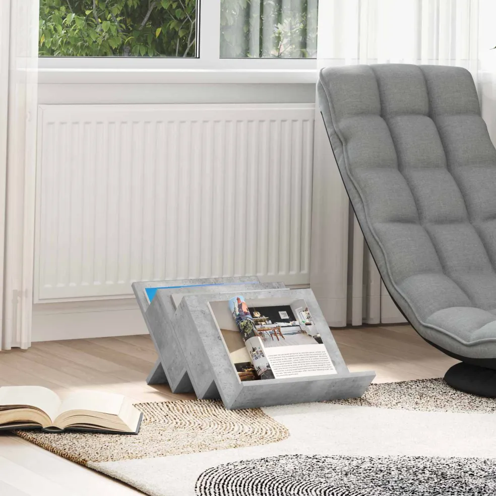 vidaXL Tijdschrift Rek Concerte Grijs 53 x 40 x 28,5 cm Bewerkt hout