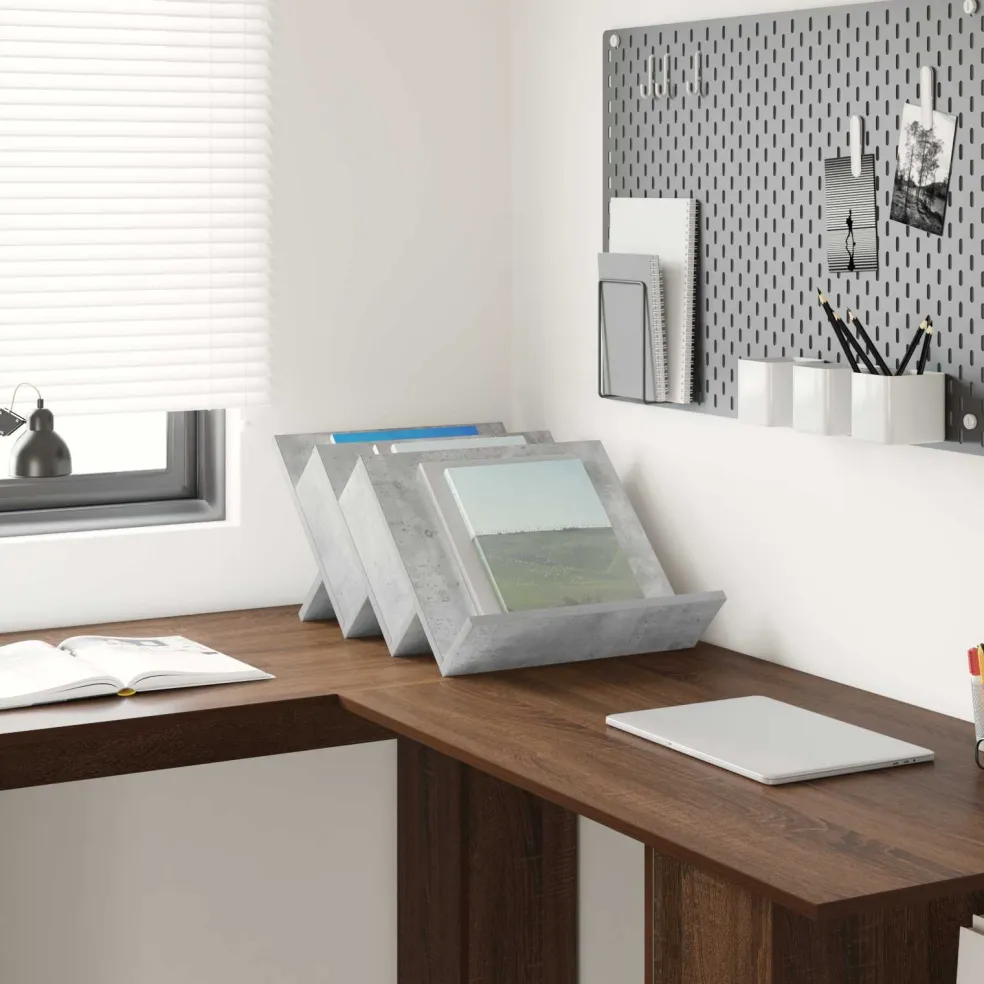 vidaXL Tijdschrift Rek Concerte Grijs 53 x 40 x 28,5 cm Bewerkt hout