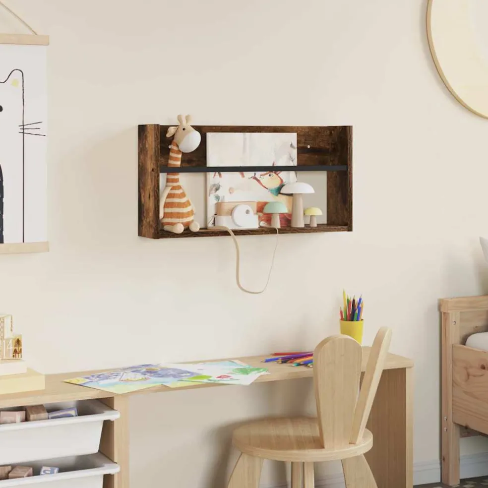 vidaXL Tijdschrift Rek Gerookt eiken 60 x 12 x 30 cm Bewerkt hout