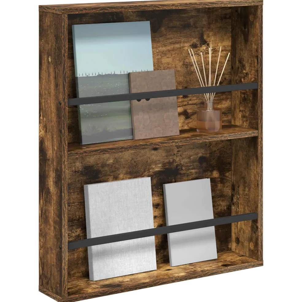 vidaXL Tijdschrift Rek Gerookt eiken 60 x 12 x 70 cm Bewerkt hout