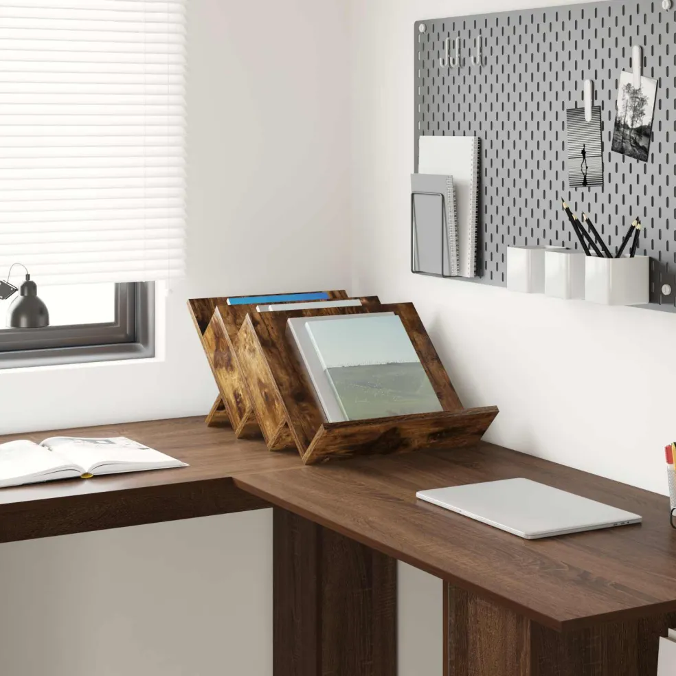 vidaXL Tijdschrift Rek Gerookt eiken 53 x 40 x 28,5 cm Bewerkt hout