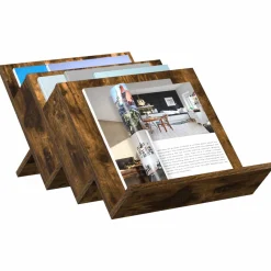 vidaXL Tijdschrift Rek Gerookt eiken 53 x 40 x 28,5 cm Bewerkt hout