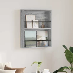 vidaXL Tijdschrift Rek Grijs Sonoma 60 x 12 x 70 cm Bewerkt hout