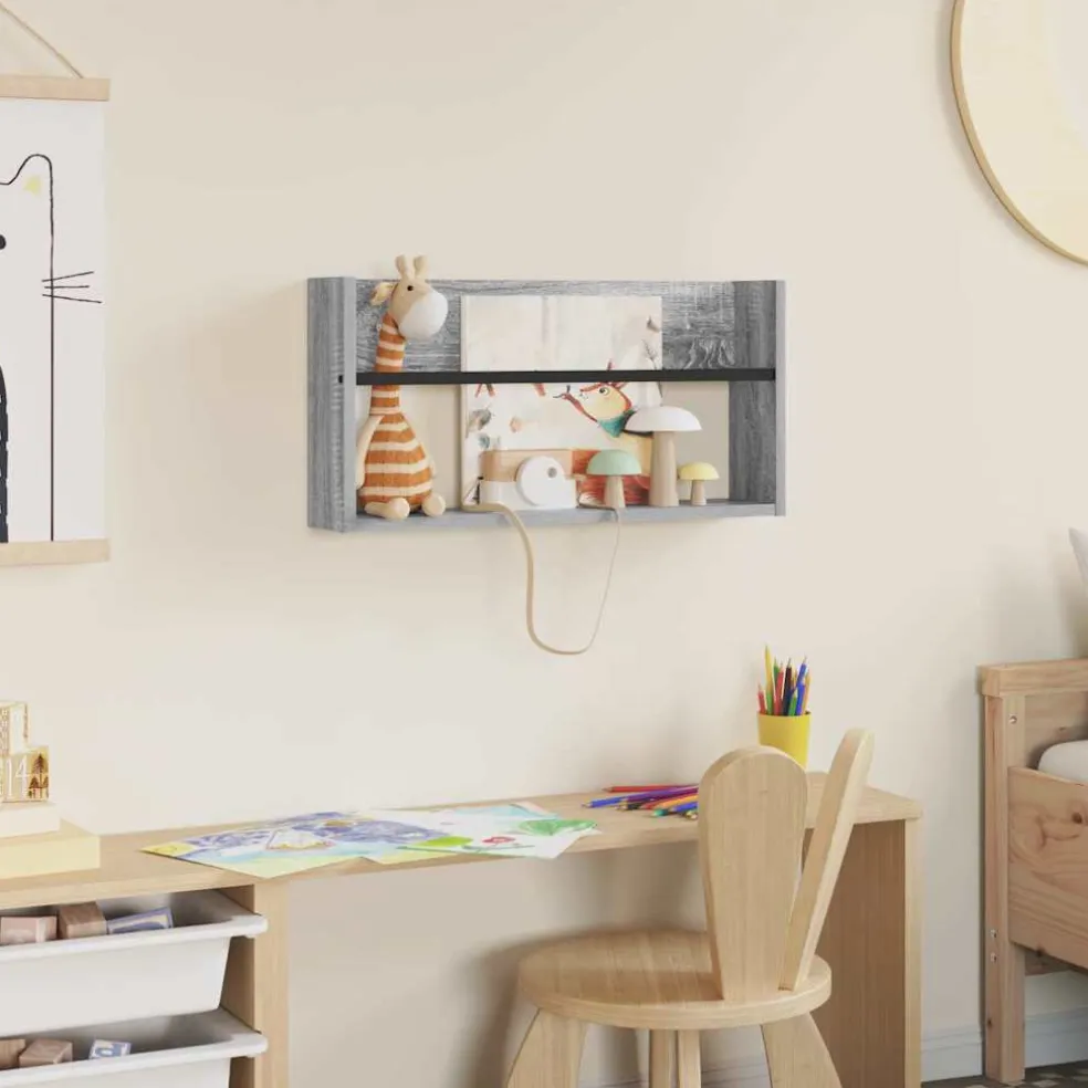 vidaXL Tijdschrift Rek Grijs Sonoma 60 x 12 x 30 cm Bewerkt hout