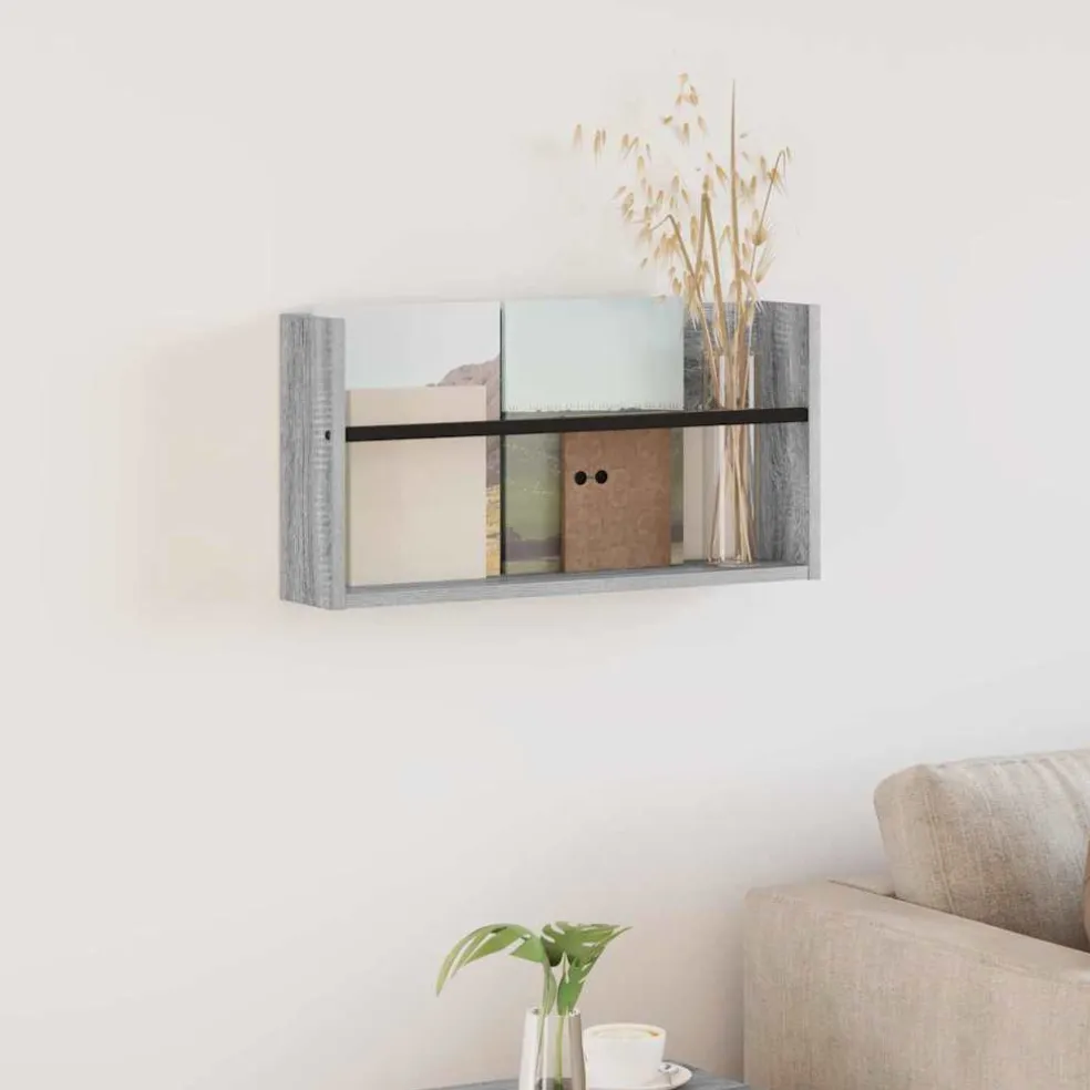 vidaXL Tijdschrift Rek Grijs Sonoma 60 x 12 x 30 cm Bewerkt hout
