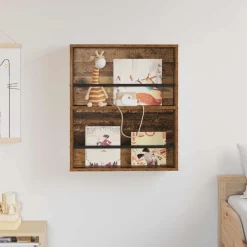 vidaXL Tijdschrift Rek met plank Oudhout 60 x 12 x 70 cm Bewerkt hout
