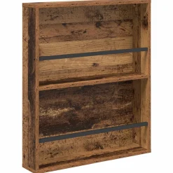 vidaXL Tijdschrift Rek met plank Oudhout 60 x 12 x 70 cm Bewerkt hout