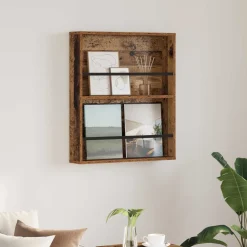 vidaXL Tijdschrift Rek met plank Oudhout 60 x 12 x 70 cm Bewerkt hout