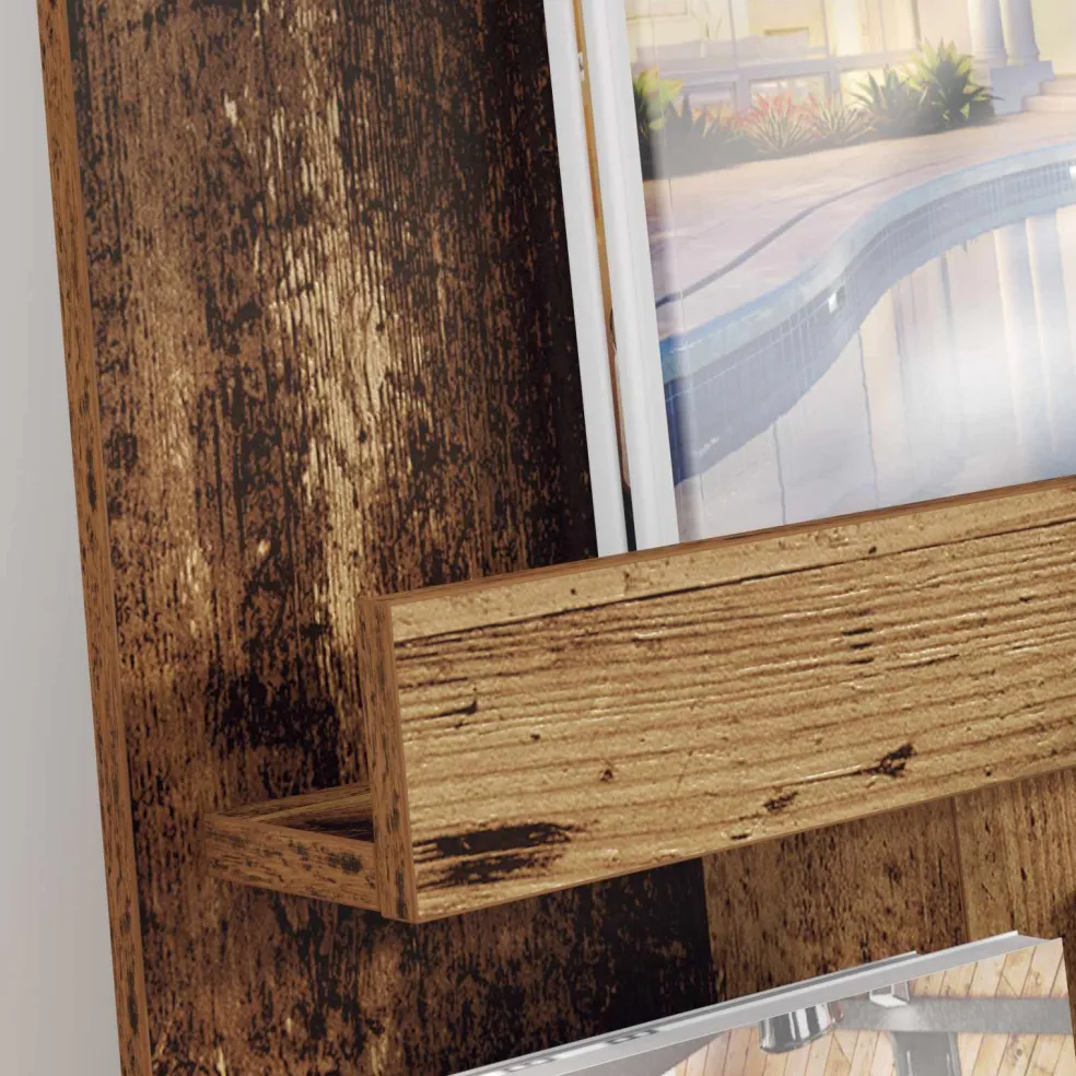 vidaXL Tijdschrift Rek met plank Oudhout 51 x 11 x 102 cm Bewerkt hout