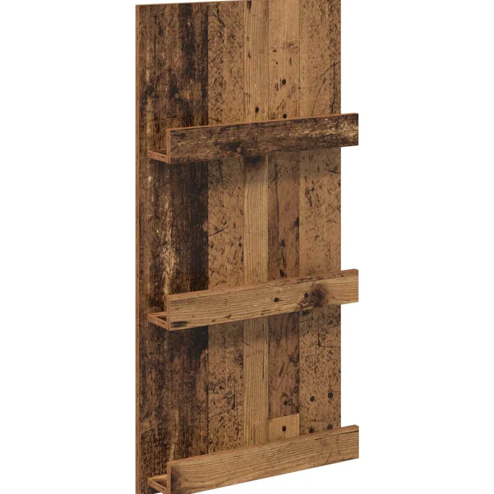 vidaXL Tijdschrift Rek met plank Oudhout 51 x 11 x 102 cm Bewerkt hout