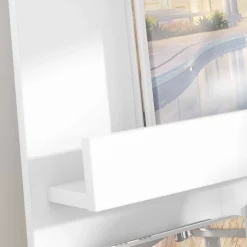 vidaXL Tijdschrift Rek met plank Wit 51 x 11 x 102 cm Bewerkt hout
