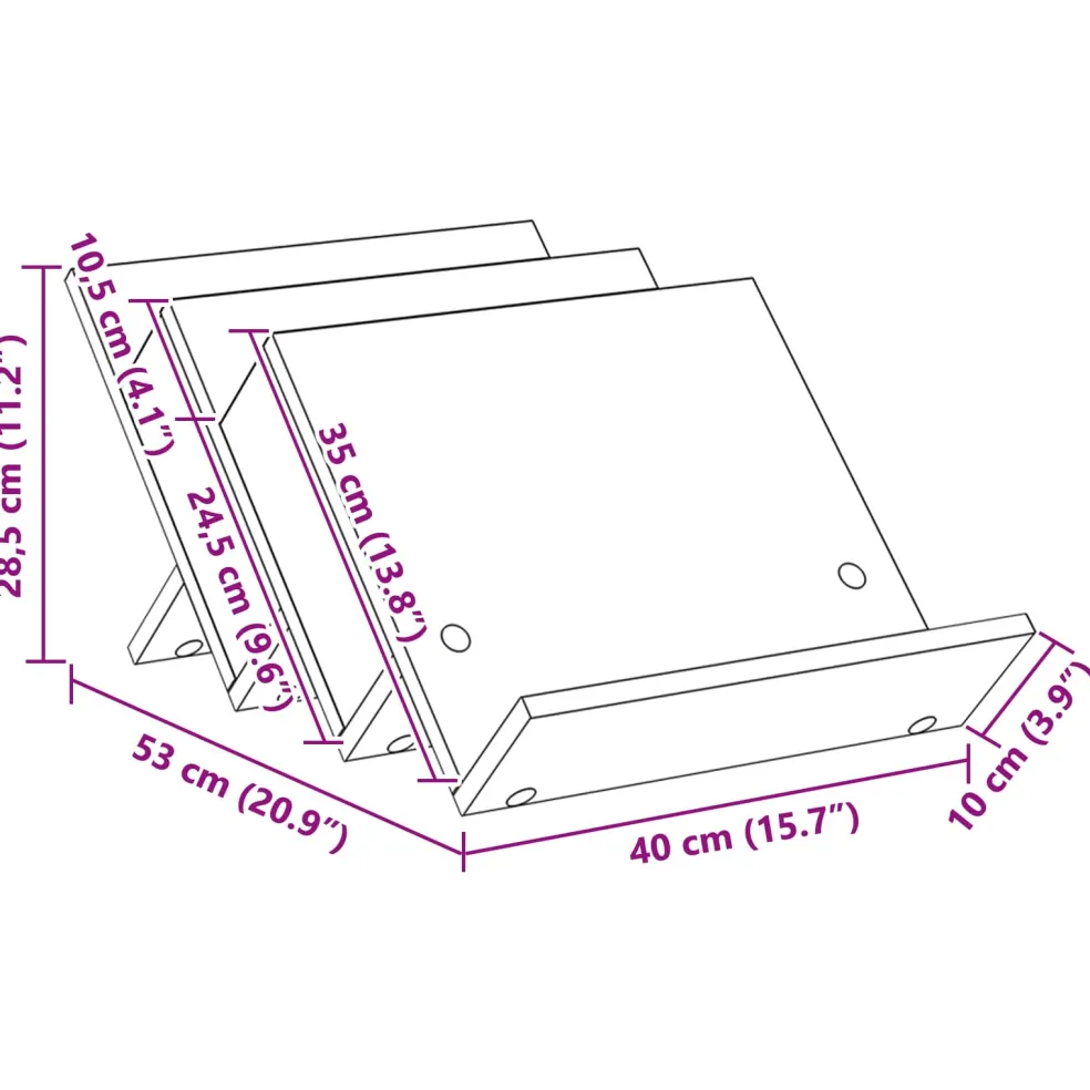 vidaXL Tijdschrift Rek Oudhout 53 x 40 x 28,5 cm Bewerkt hout