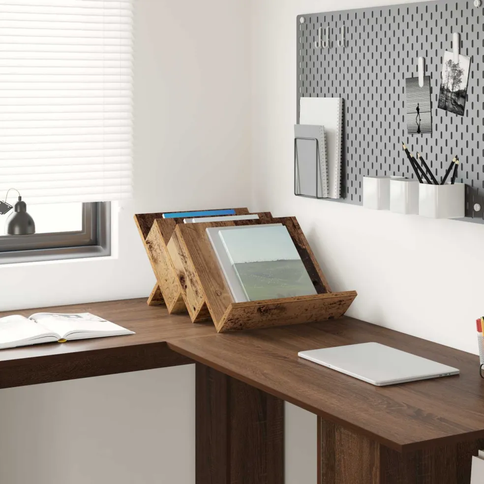vidaXL Tijdschrift Rek Oudhout 53 x 40 x 28,5 cm Bewerkt hout