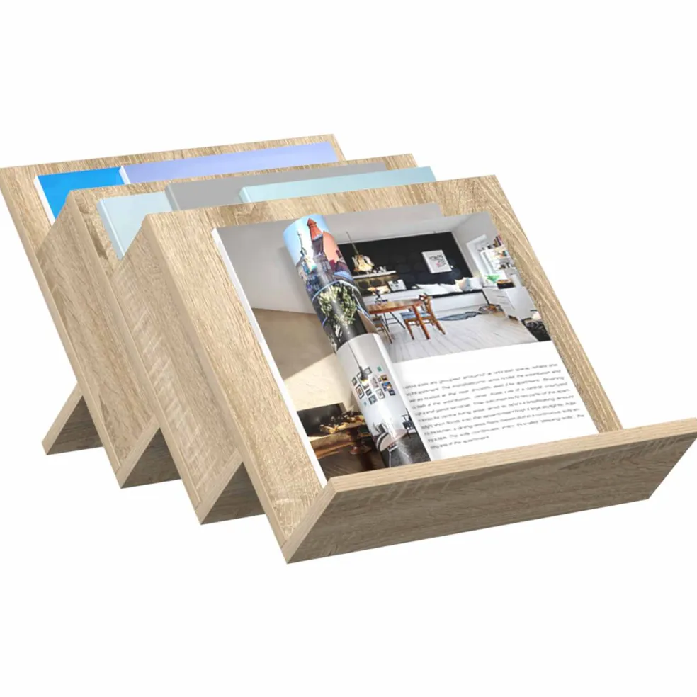 vidaXL Tijdschrift Rek Sonoma Eiken 53 x 40 x 28,5 cm Bewerkt hout