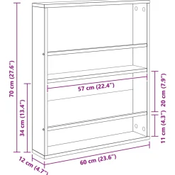 vidaXL Tijdschrift Rek Sonoma Eiken 60 x 12 x 70 cm Bewerkt hout