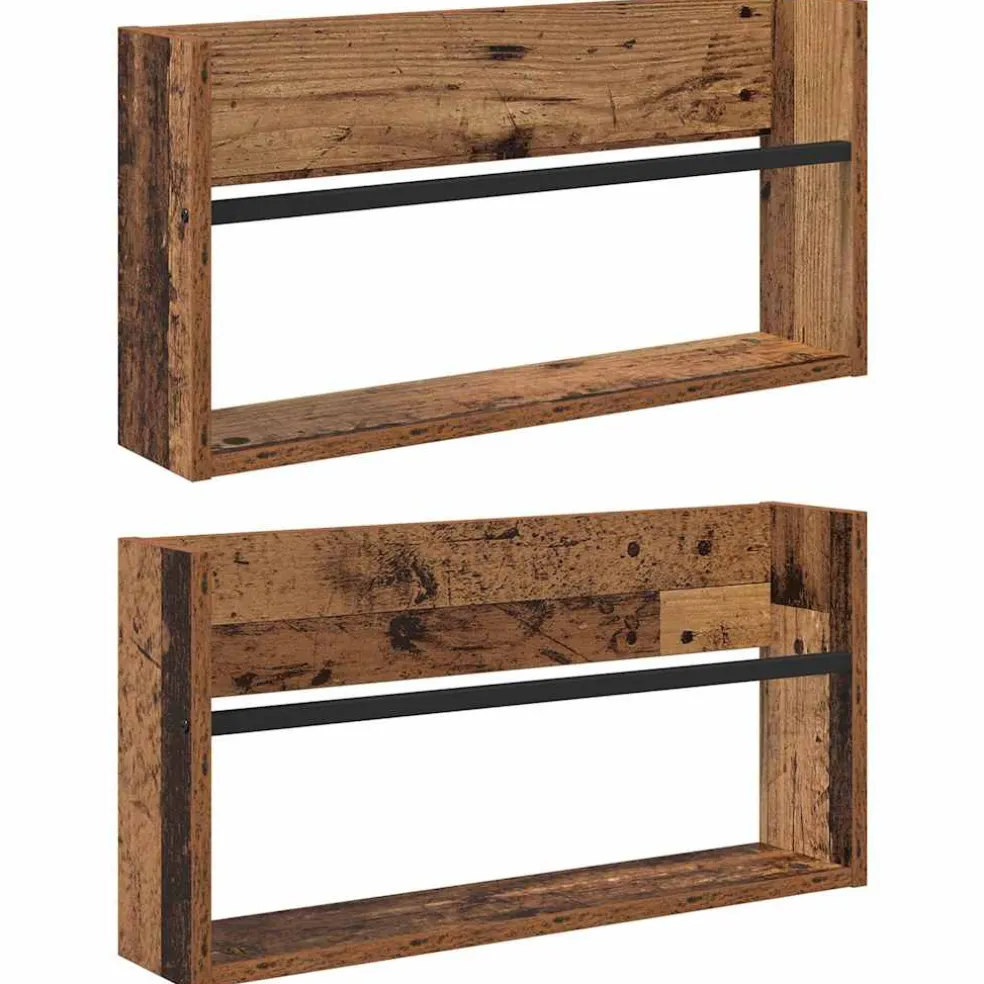 vidaXL Tijdschrift Rek 2 st Oudhout 60 x 12 x 30 cm Bewerkt hout