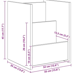 vidaXL Tijdschrift Rek Zwart Eiken 35 x 35 x 45 cm Bewerkt hout