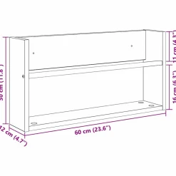 vidaXL Tijdschrift Rek Zwart Eiken 60 x 12 x 30 cm Bewerkt hout