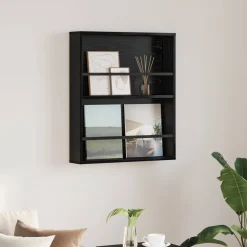 vidaXL Tijdschrift Rek Zwart Eiken 60 x 12 x 70 cm Bewerkt hout