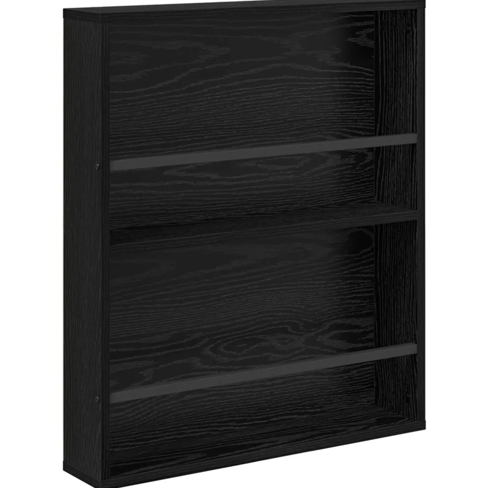 vidaXL Tijdschrift Rek Zwart Eiken 60 x 12 x 70 cm Bewerkt hout