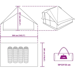 vidaXL Tipi Tent 10-persoons Blauw taft