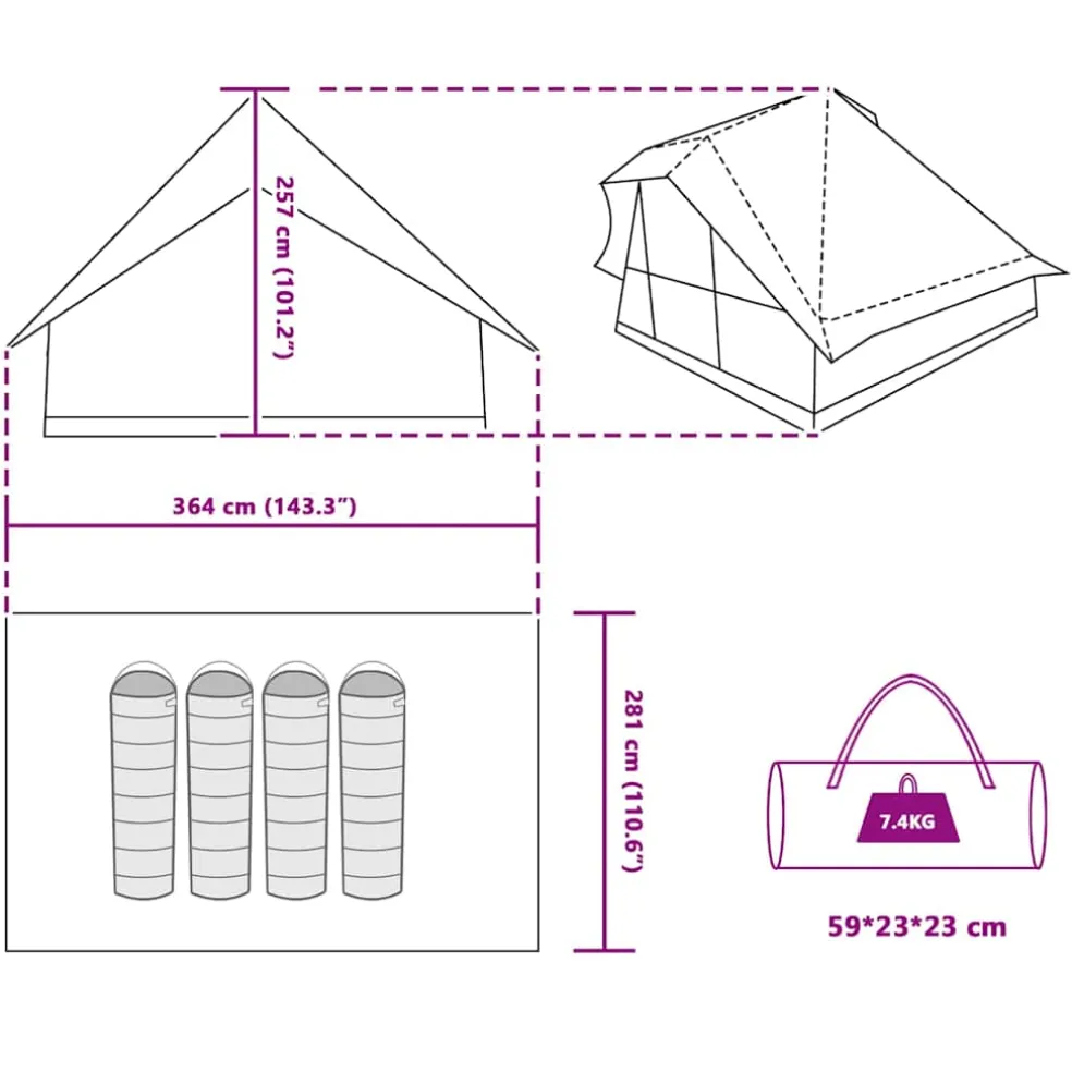 vidaXL Tipi Tent 10-persoons Blauw taft