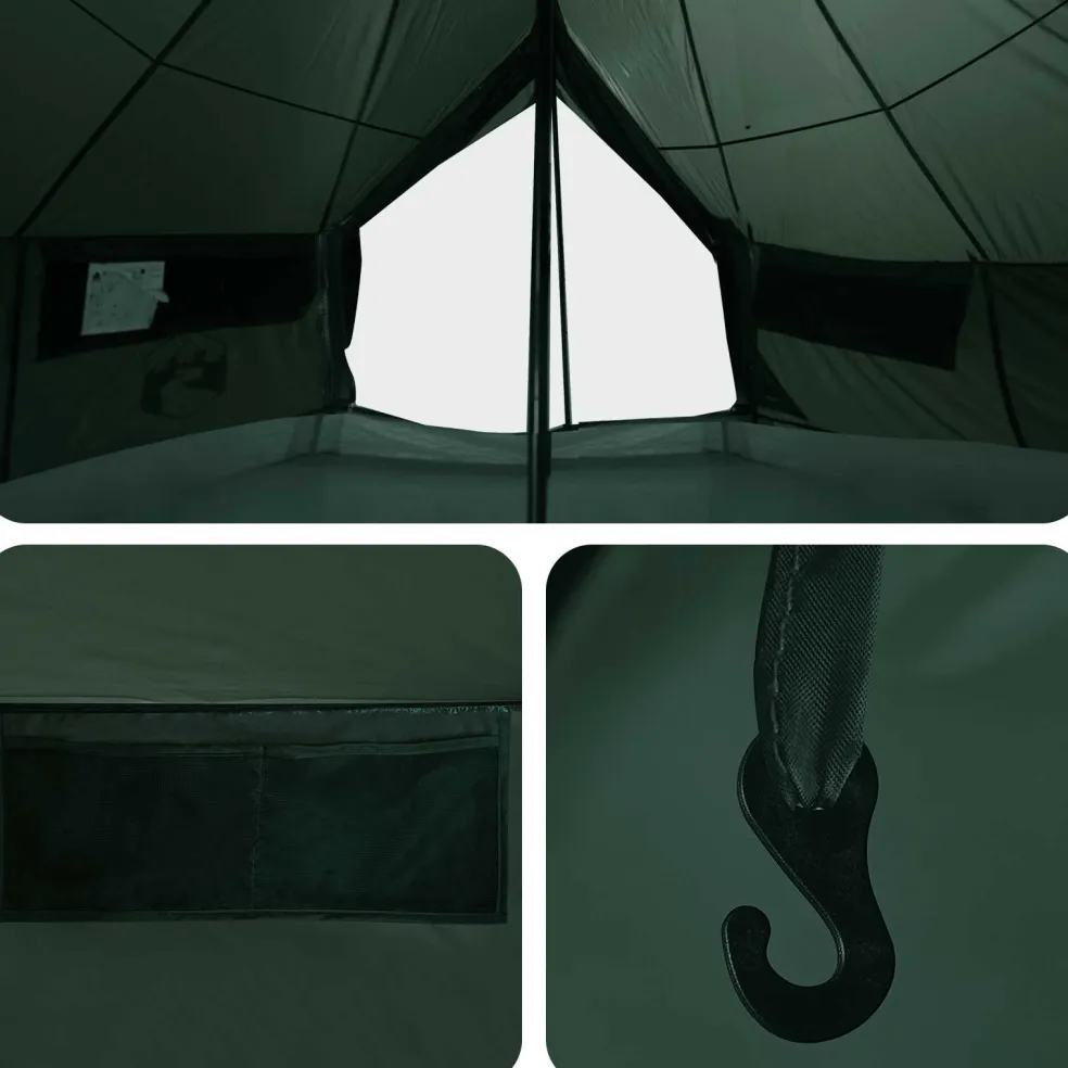 vidaXL Tipi Tent 18-persoons Legergroen Polyester en staal