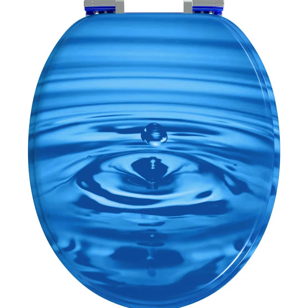 vidaXL Toiletbrillen met soft-close deksel 2 st waterdruppel MDF blauw