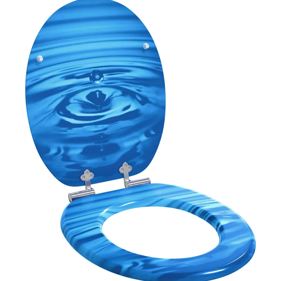 vidaXL Toiletbrillen met soft-close deksel 2 st waterdruppel MDF blauw