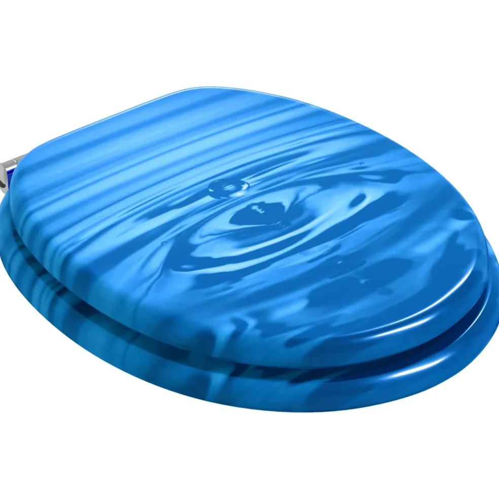 vidaXL Toiletbrillen met soft-close deksel 2 st waterdruppel MDF blauw