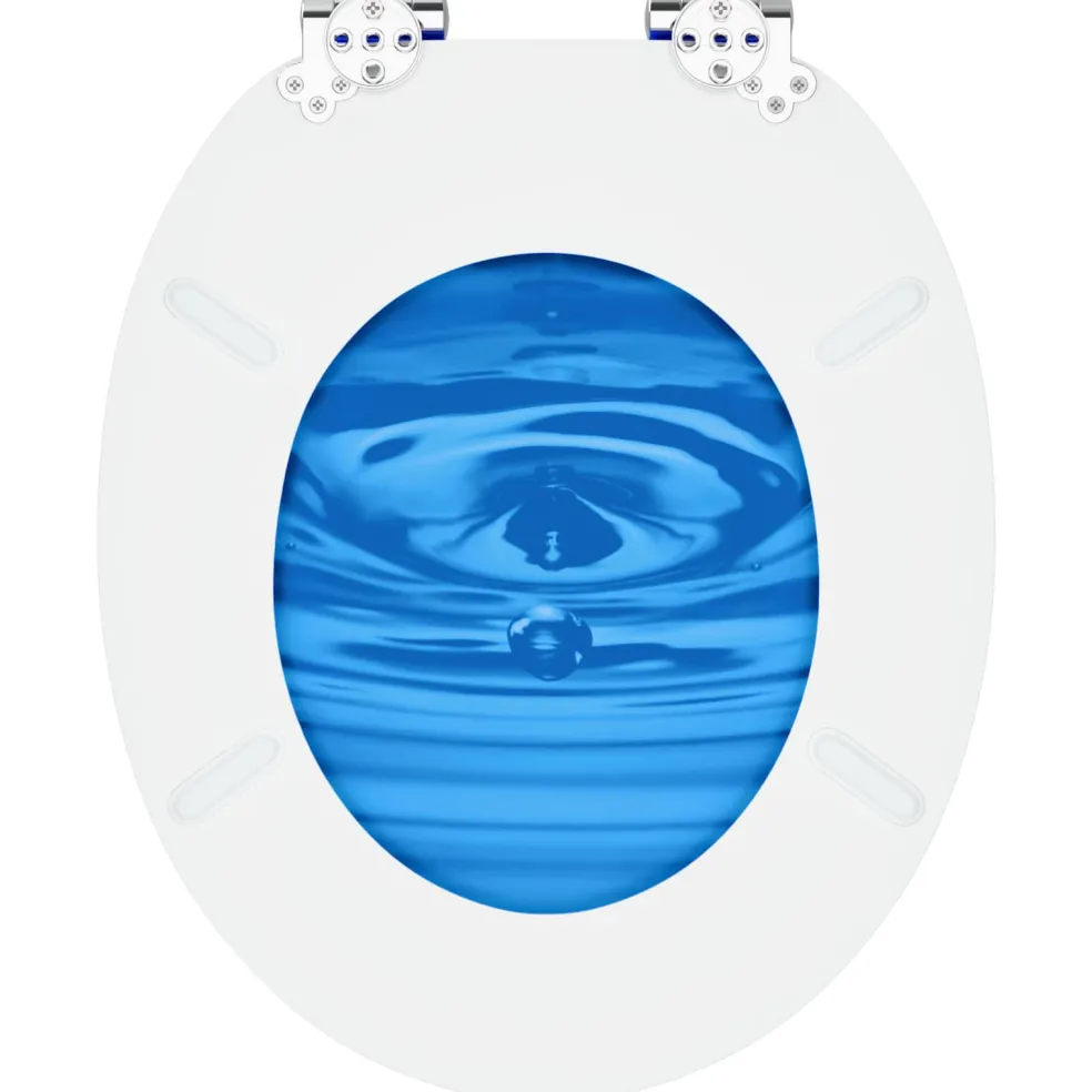 vidaXL Toiletbrillen met soft-close deksel 2 st waterdruppel MDF blauw