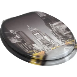 vidaXL Toiletbrillen 2 st met soft-close deksels MDF New York ontwerp