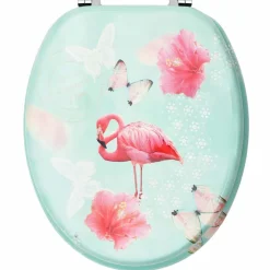 vidaXL Toiletbril met deksel flamingo MDF