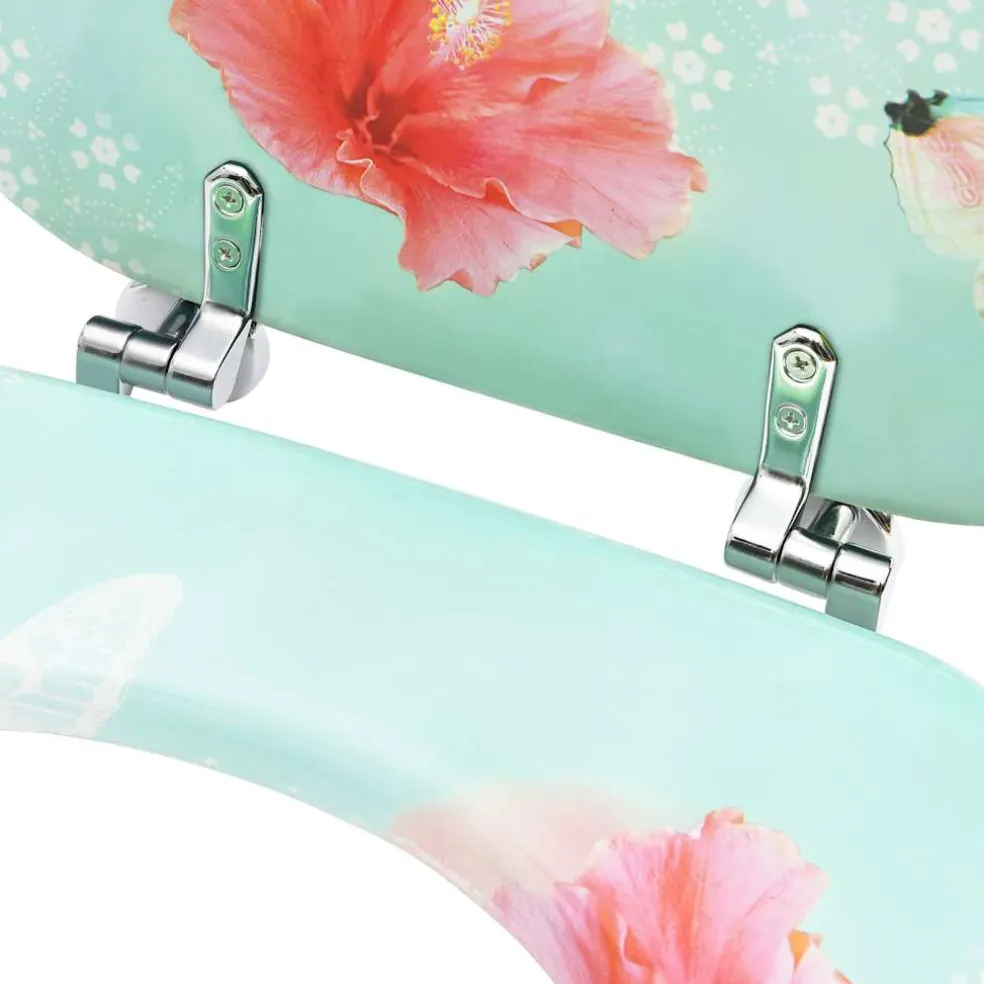 vidaXL Toiletbril met deksel flamingo MDF