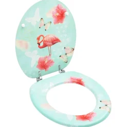 vidaXL Toiletbril met deksel flamingo MDF