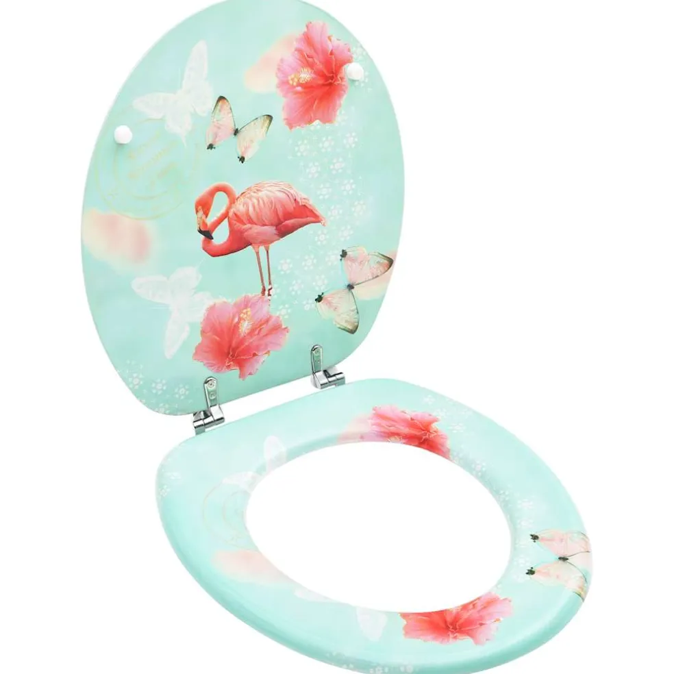 vidaXL Toiletbril met deksel flamingo MDF
