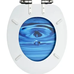 vidaXL Toiletbril met soft-close deksel waterdruppel MDF blauw