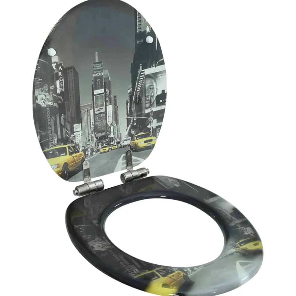 vidaXL Toiletbril met soft-close deksel New York MDF