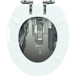 vidaXL Toiletbril met soft-close deksel New York MDF